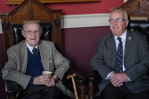 With his son Ron at the launch of Captive Memories in 2015