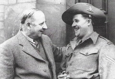 AKKI with his father after arriving home from captivity, October 1945 (courtesy the Akhurst family)